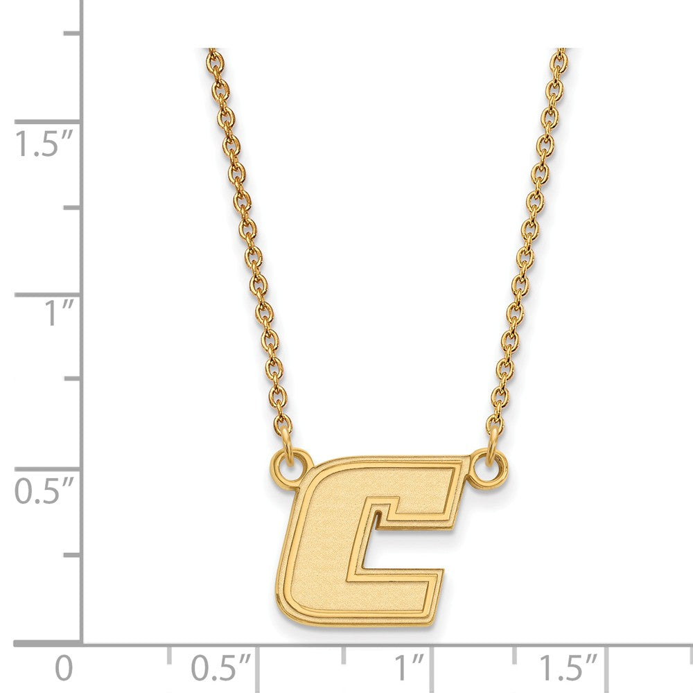 Alternate view of the 10k Yellow Gold U of Tennessee Chattanooga Small Initial C Necklace by The Black Bow Jewelry Co.