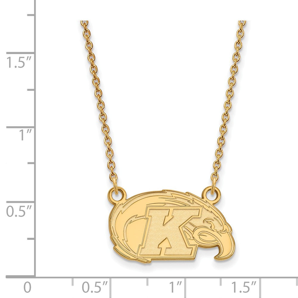 Alternate view of the 10k Yellow Gold Kent State Small Pendant Necklace by The Black Bow Jewelry Co.
