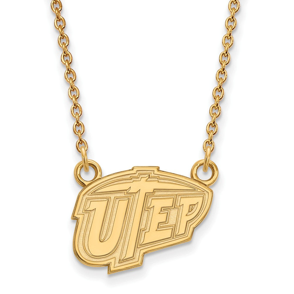 10k Yellow Gold U of Texas at El Paso Small Pendant Necklace, Item N13141 by The Black Bow Jewelry Co.