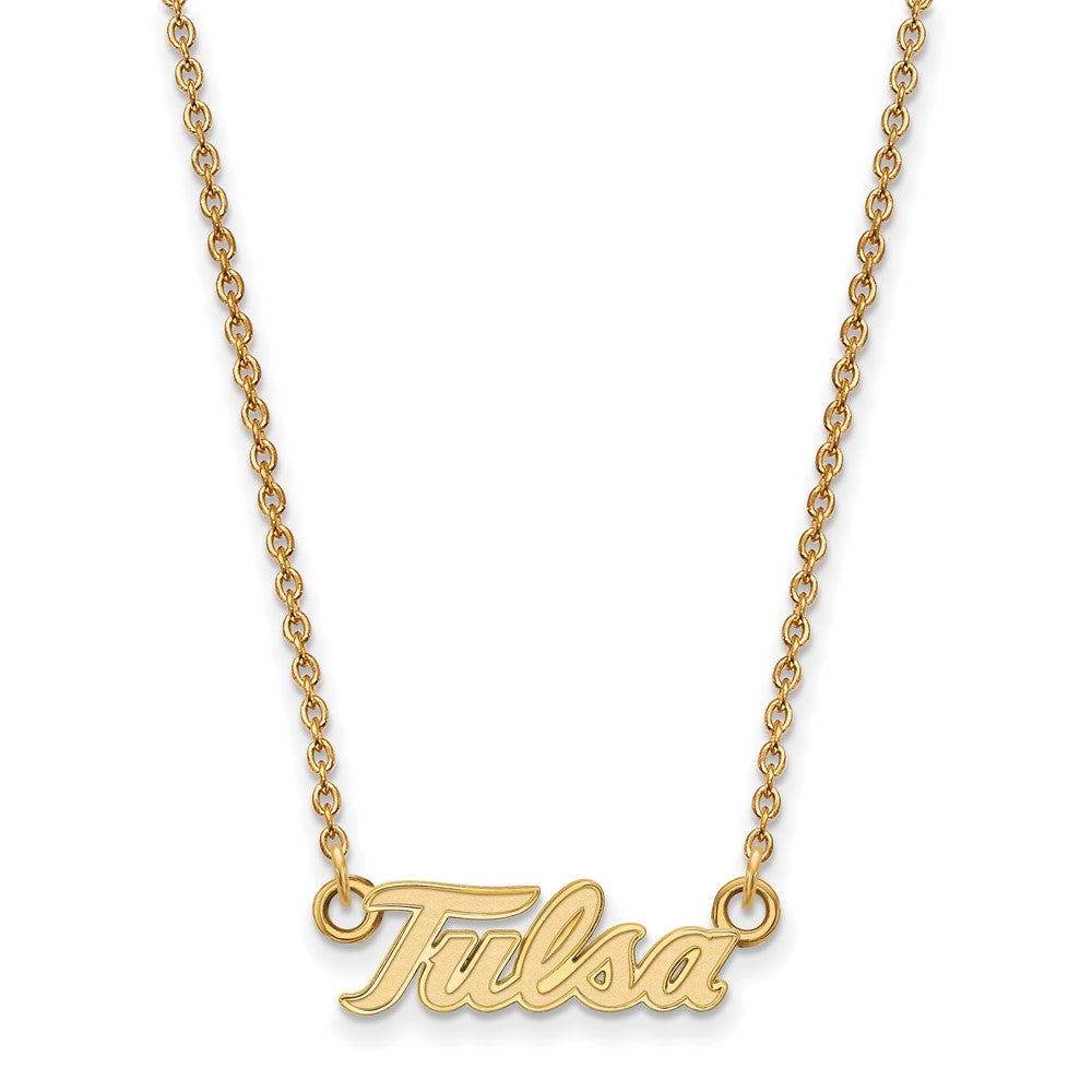 Alternate view of the 10k Yellow Gold The U of Tulsa Small Pendant Necklace by The Black Bow Jewelry Co.