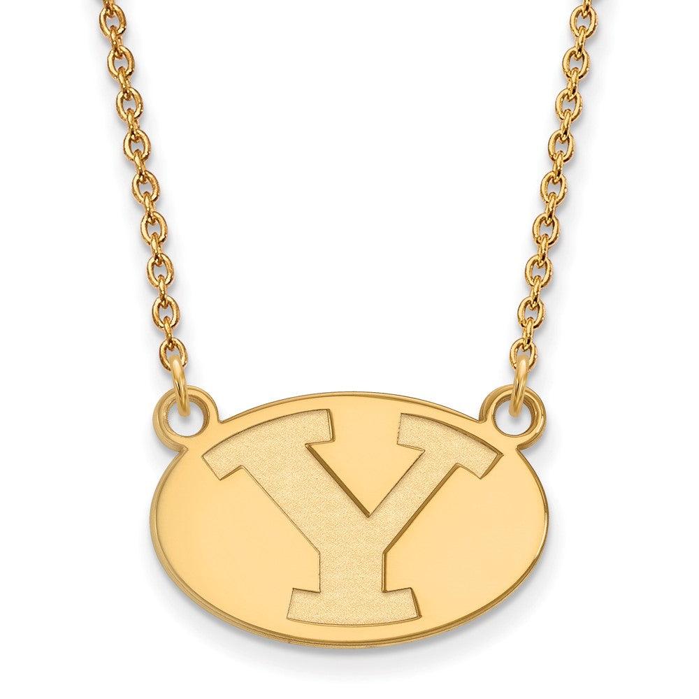 10k Yellow Gold Brigham Young U Small Initial Y Pendant Necklace, Item N13146 by The Black Bow Jewelry Co.