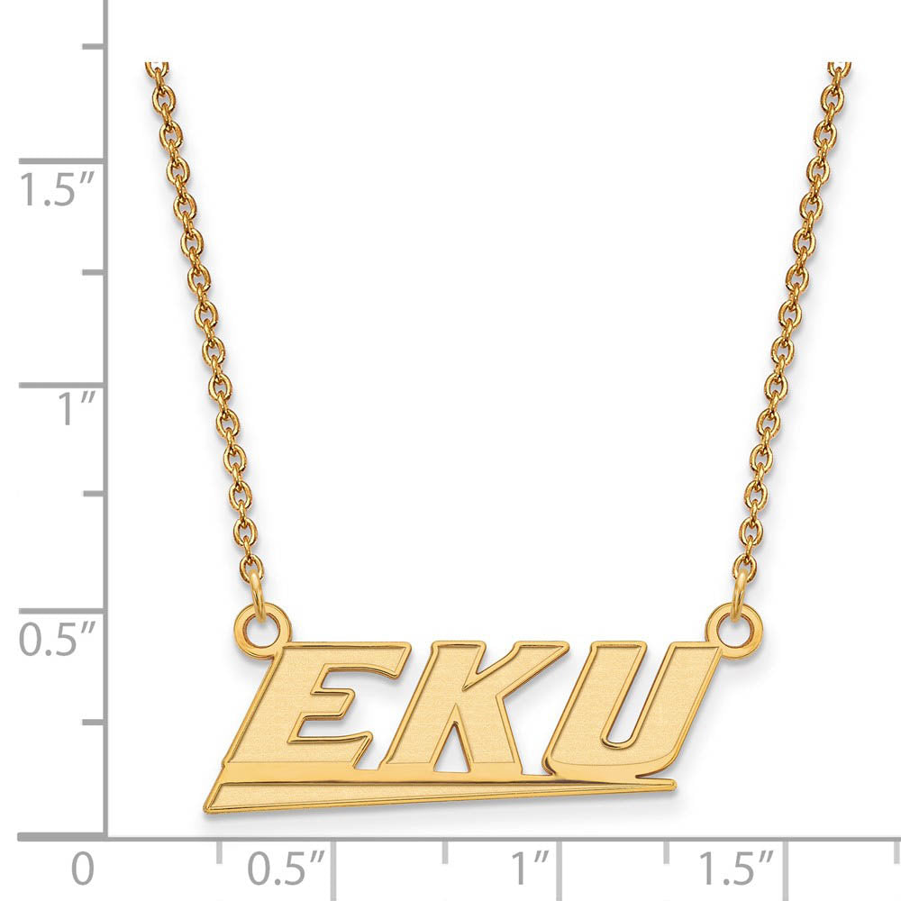 Alternate view of the 10k Yellow Gold Eastern Kentucky U Small Pendant Necklace by The Black Bow Jewelry Co.