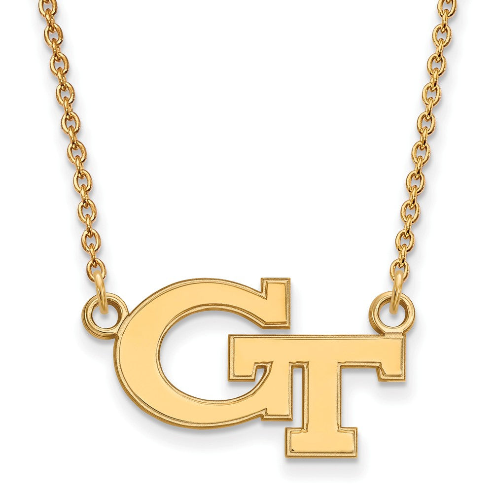 10k Yellow Gold Georgia Technology Small 'GT' Pendant Necklace, Item N13150 by The Black Bow Jewelry Co.