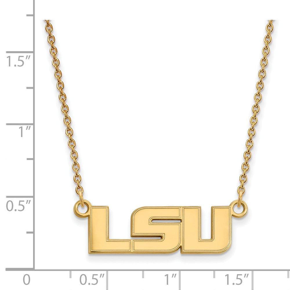 Alternate view of the 10k Yellow Gold Louisiana State Small 'LSU' Pendant Necklace by The Black Bow Jewelry Co.