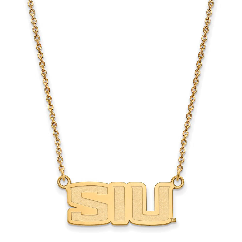 10k Yellow Gold Southern Illinois U Small Pendant Necklace, Item N13155 by The Black Bow Jewelry Co.