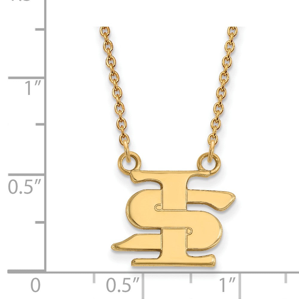Alternate view of the 10k Yellow Gold Indiana State Small Pendant Necklace by The Black Bow Jewelry Co.