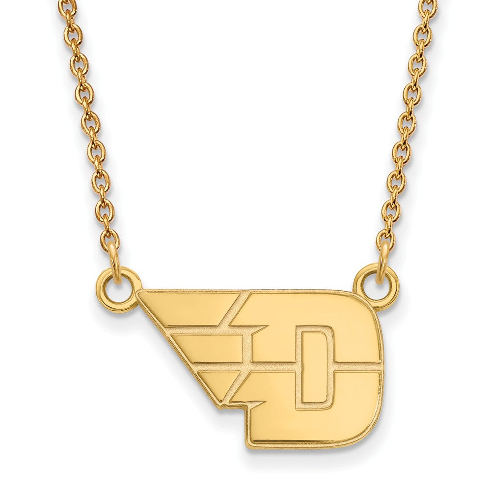 10k Yellow Gold U of Dayton Small Pendant Necklace, Item N13187 by The Black Bow Jewelry Co.