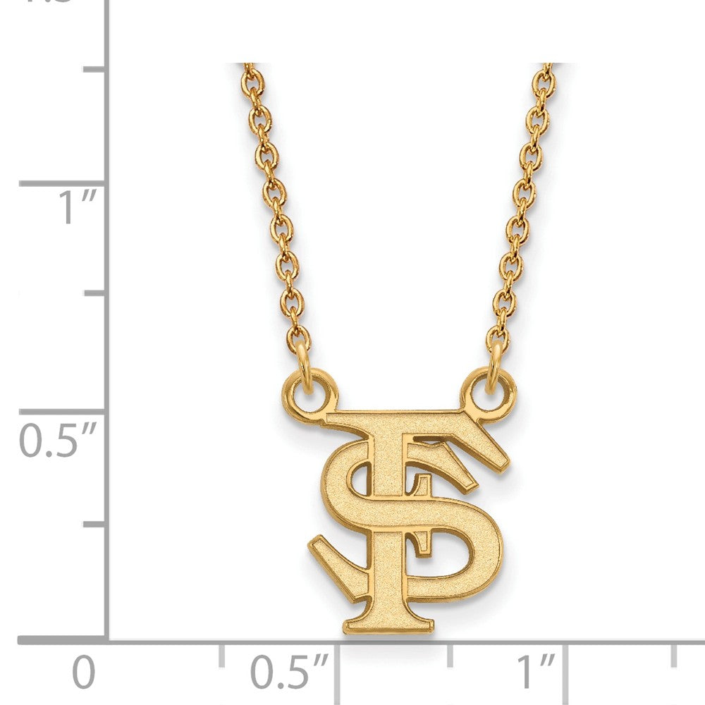 Alternate view of the 10k Yellow Gold Florida State Small 'FS' Pendant Necklace by The Black Bow Jewelry Co.