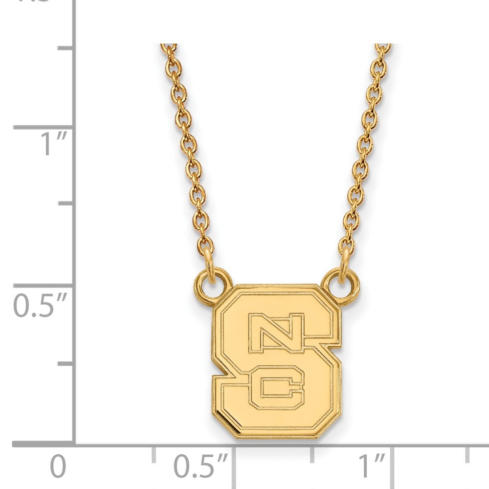 Alternate view of the 10k Yellow Gold North Carolina Small 'NCS' Pendant Necklace by The Black Bow Jewelry Co.