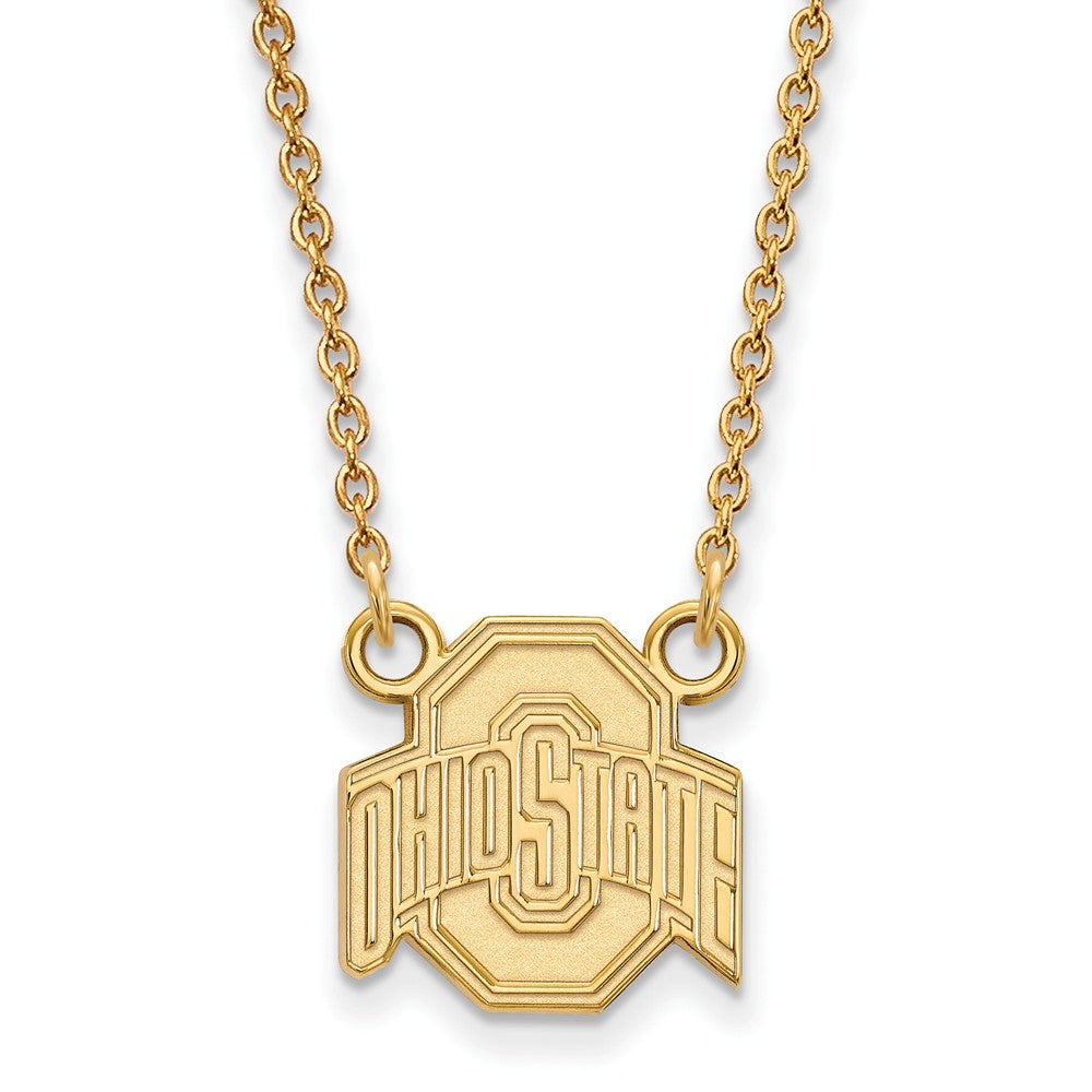 10k Yellow Gold Ohio State Small Logo Pendant Necklace, Item N13216 by The Black Bow Jewelry Co.