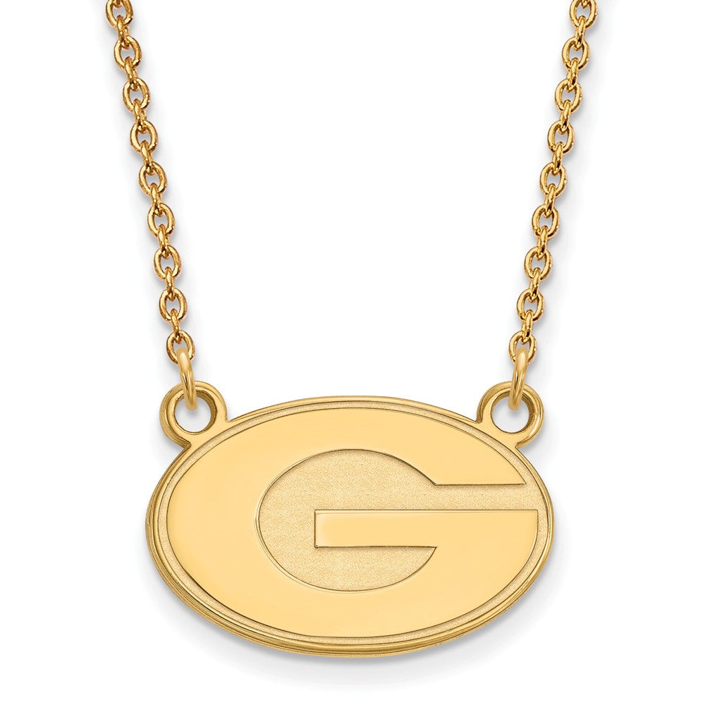 10k Yellow Gold U of Georgia Small 'G' Disc Pendant Necklace, Item N13220 by The Black Bow Jewelry Co.