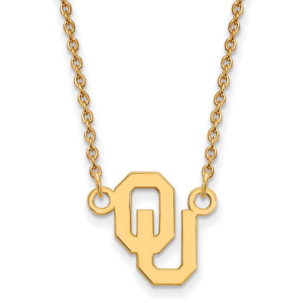 10k Yellow Gold Oklahoma OU Small Pendant Necklace, Item N13227 by The Black Bow Jewelry Co.