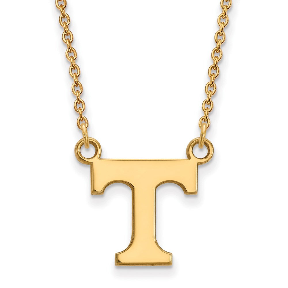 10k Yellow Gold U of Tennessee Small Initial T Pendant Necklace, Item N13229 by The Black Bow Jewelry Co.