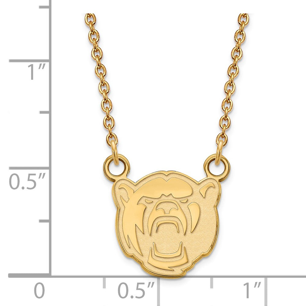 Alternate view of the 10k Yellow Gold Baylor U Small Pendant Necklace by The Black Bow Jewelry Co.