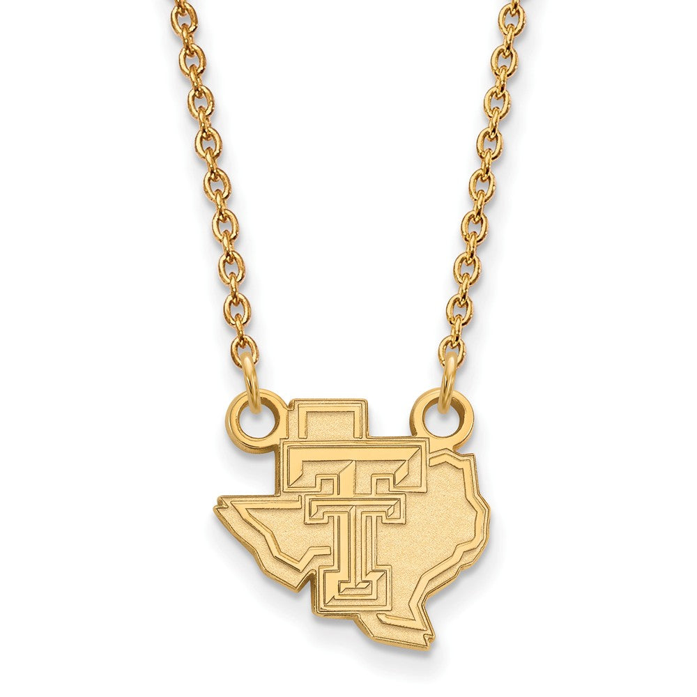 10k Yellow Gold Texas Tech U Small Pendant Necklace, Item N13257 by The Black Bow Jewelry Co.