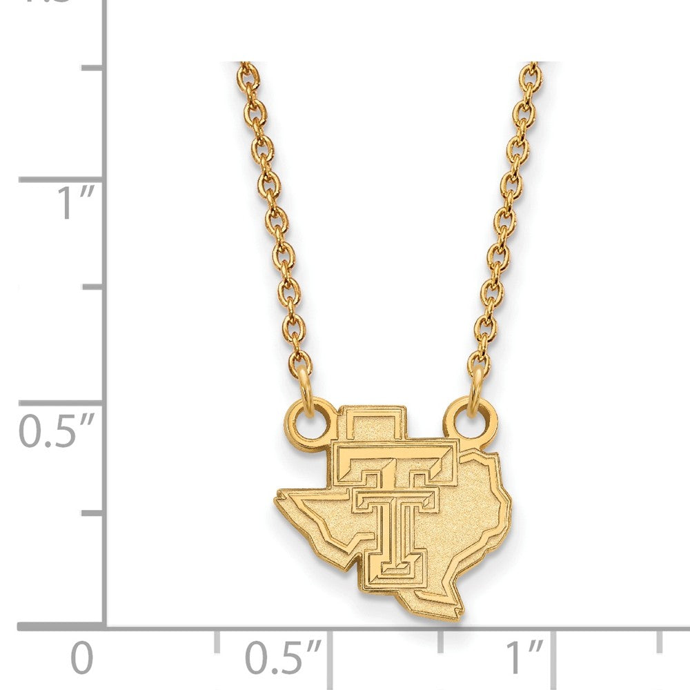 Alternate view of the 10k Yellow Gold Texas Tech U Small Pendant Necklace by The Black Bow Jewelry Co.