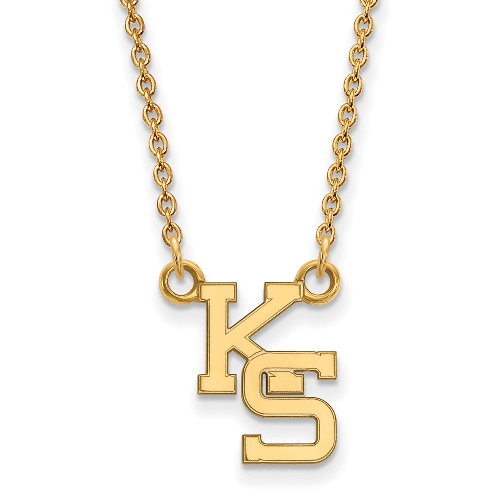 10k Yellow Gold Kansas State Small Pendant Necklace, Item N13265 by The Black Bow Jewelry Co.
