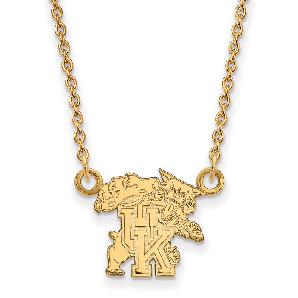 10k Yellow Gold U of Kentucky Small Wildcat UK Pendant Necklace, Item N13271 by The Black Bow Jewelry Co.