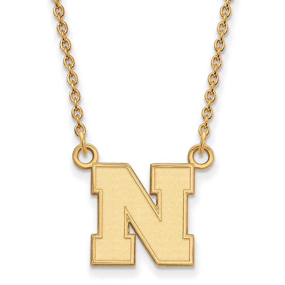 10k Yellow Gold U of Nebraska Small Initial N Pendant Necklace, Item N13287 by The Black Bow Jewelry Co.
