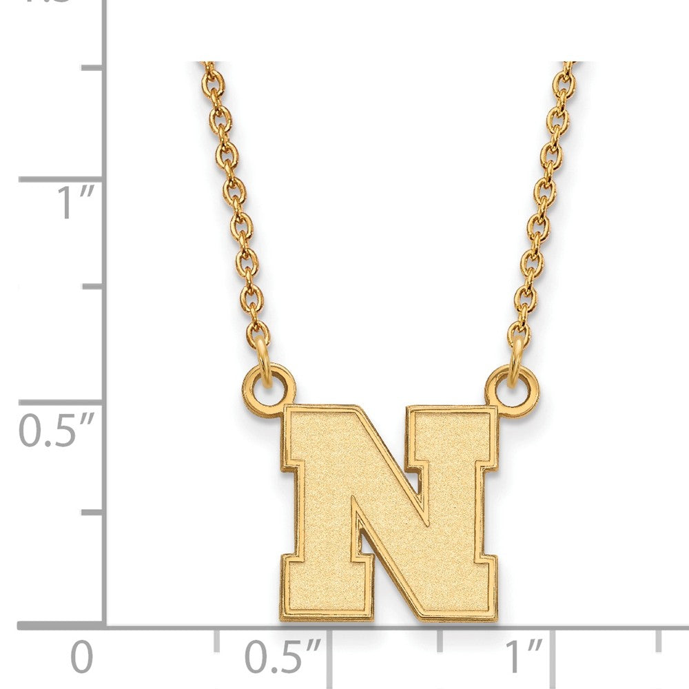 Alternate view of the 10k Yellow Gold U of Nebraska Small Initial N Pendant Necklace by The Black Bow Jewelry Co.