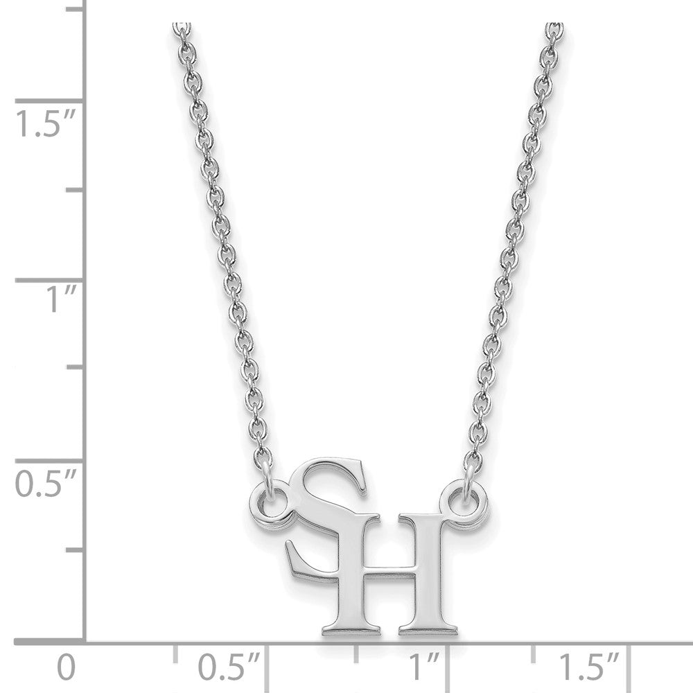 Alternate view of the 14k White Gold Sam Houston State Small Pendant Necklace by The Black Bow Jewelry Co.