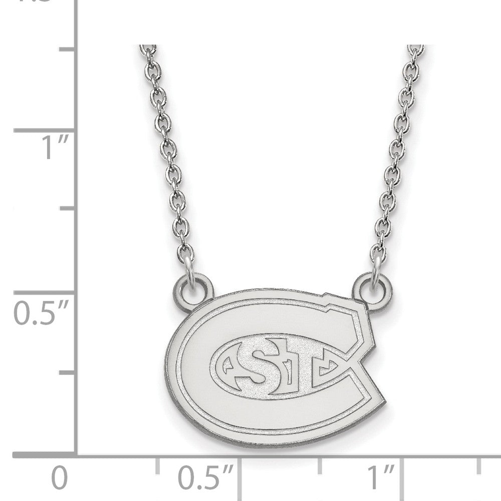 Alternate view of the 14k White Gold St. Cloud State Small Pendant Necklace by The Black Bow Jewelry Co.