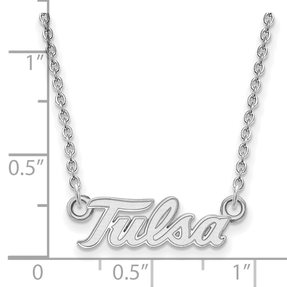Alternate view of the 14k White Gold The U of Tulsa Small Pendant Necklace by The Black Bow Jewelry Co.