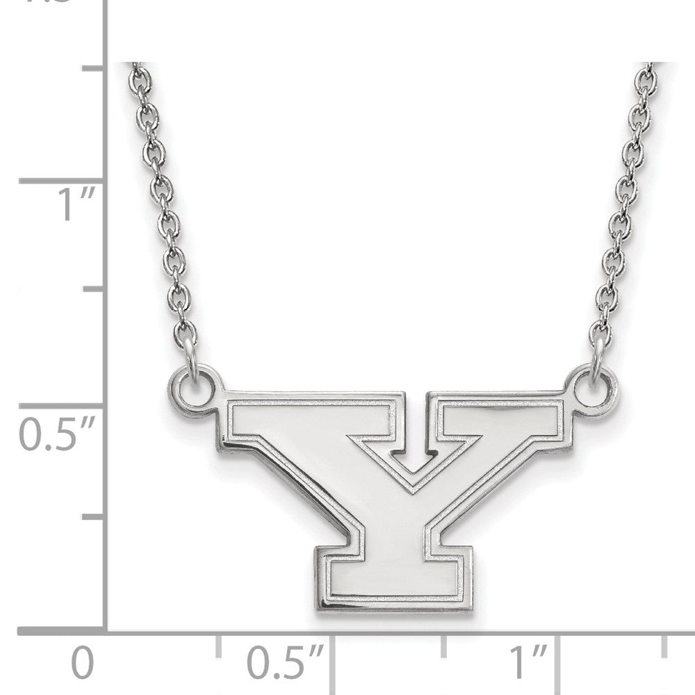 Alternate view of the 14k White Gold Youngstown State Small Initial Y Necklace, 18 Inch by The Black Bow Jewelry Co.