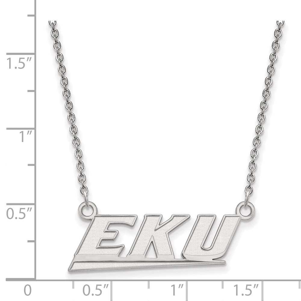 Alternate view of the 14k White Gold Eastern Kentucky U Small Pendant Necklace by The Black Bow Jewelry Co.