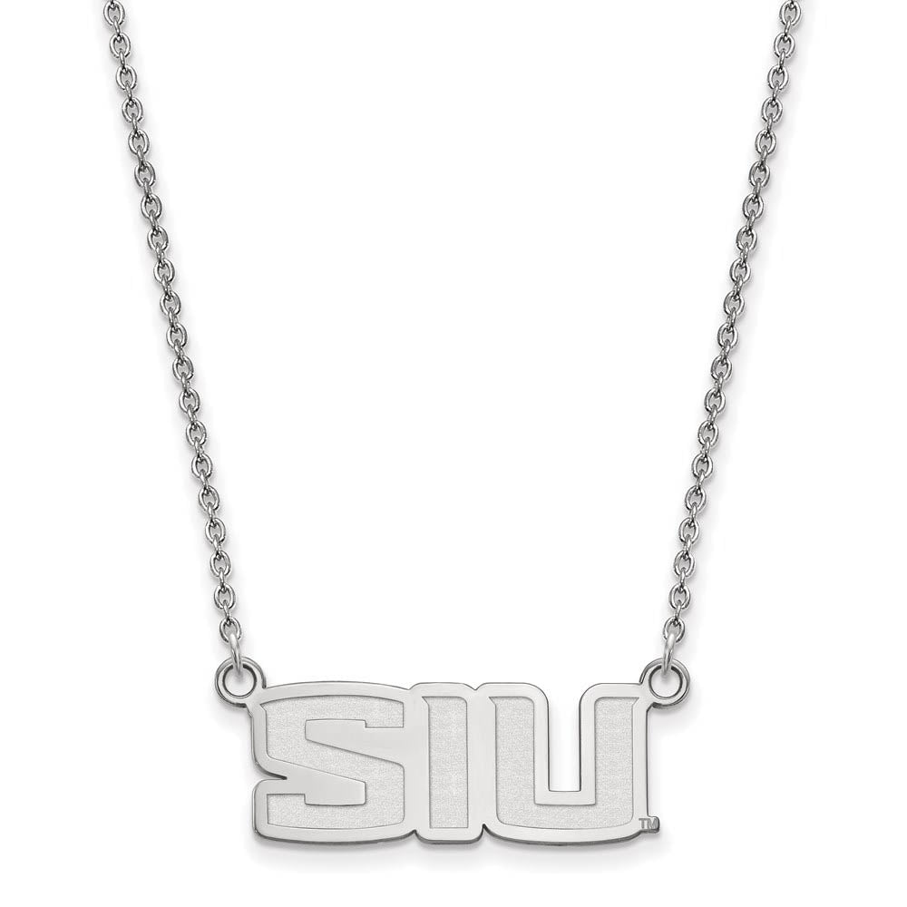 14k White Gold Southern Illinois U Small Pendant Necklace, Item N13330 by The Black Bow Jewelry Co.