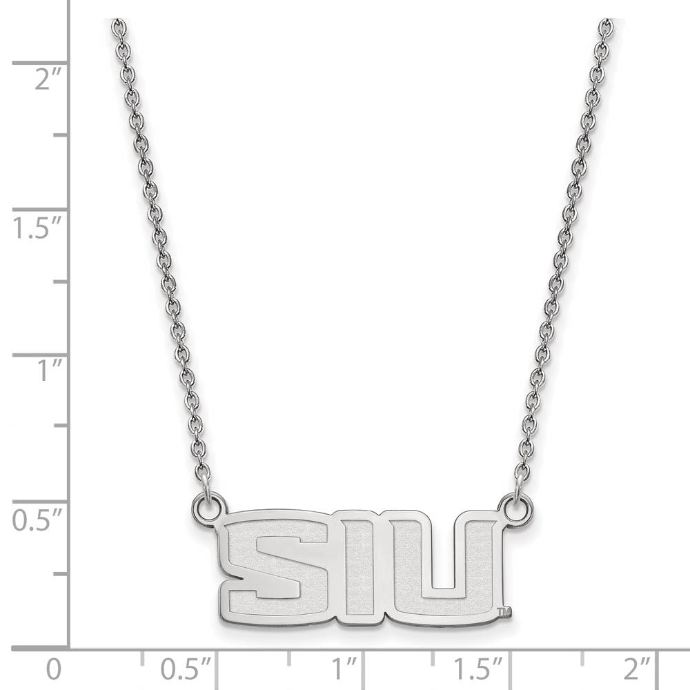 Alternate view of the 14k White Gold Southern Illinois U Small Pendant Necklace by The Black Bow Jewelry Co.