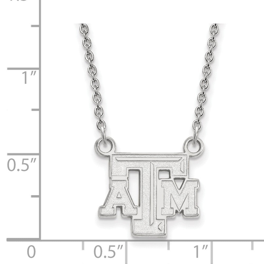 Alternate view of the 14k White Gold Texas A&M U Small 'TAM' Pendant Necklace by The Black Bow Jewelry Co.