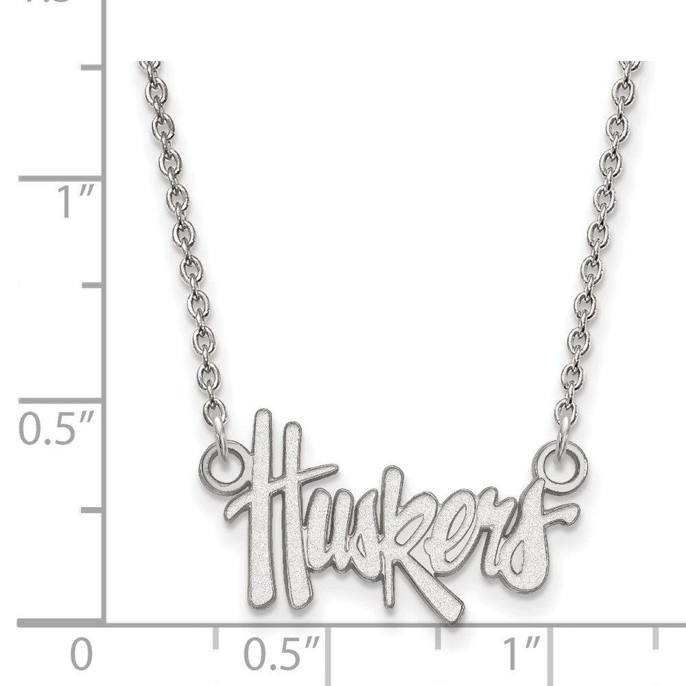Alternate view of the 14k White Gold U of Nebraska Small Huskers Pendant Necklace by The Black Bow Jewelry Co.