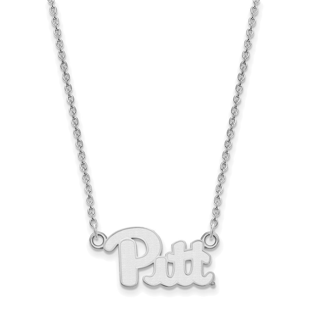 Alternate view of the 14k White Gold U of Pittsburgh Small 'Pitt' Pendant Necklace by The Black Bow Jewelry Co.