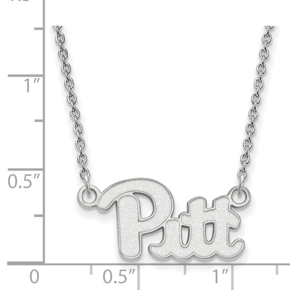 Alternate view of the 14k White Gold U of Pittsburgh Small 'Pitt' Pendant Necklace by The Black Bow Jewelry Co.