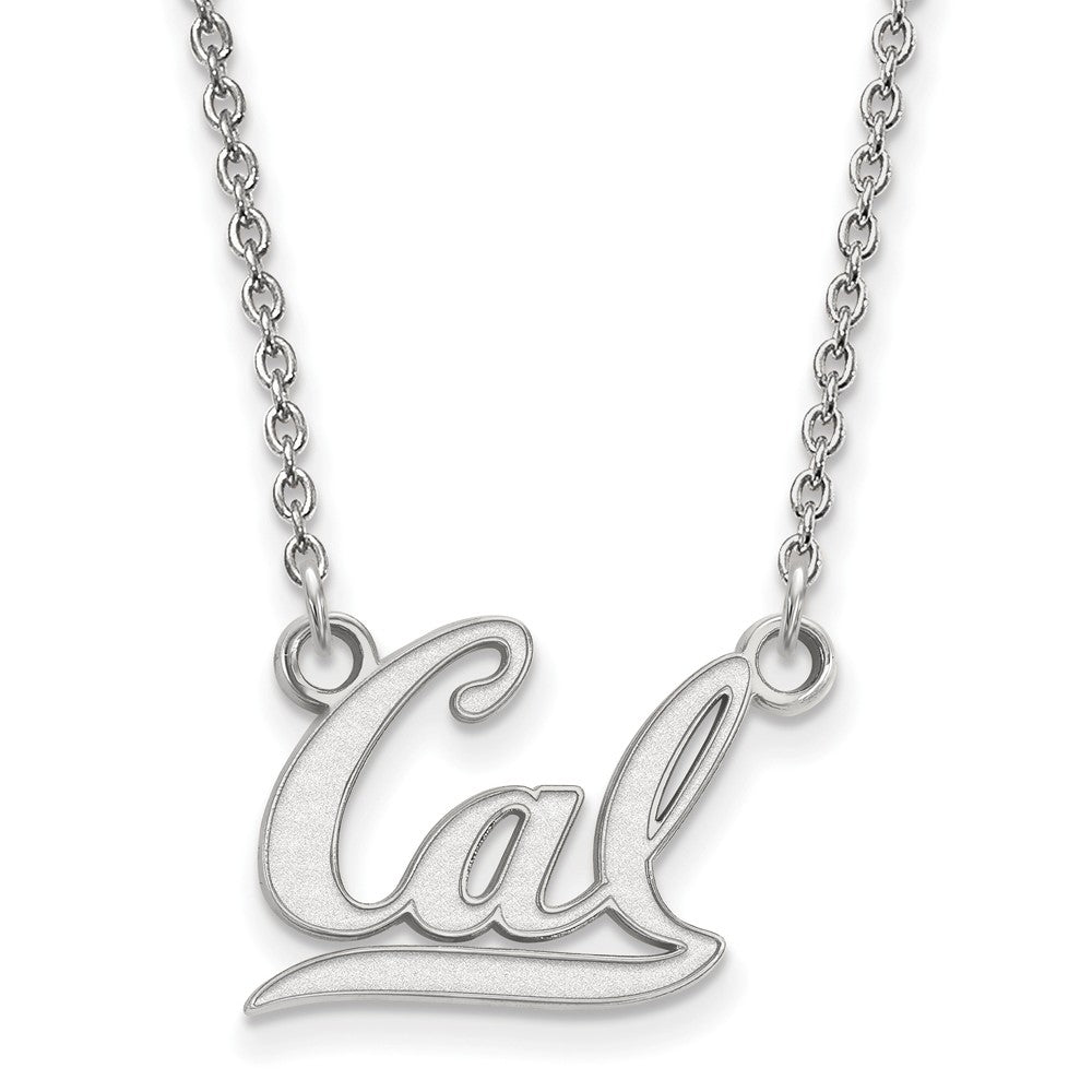 14k White Gold California Berkeley Small 'Cal' Pendant Necklace, Item N13359 by The Black Bow Jewelry Co.