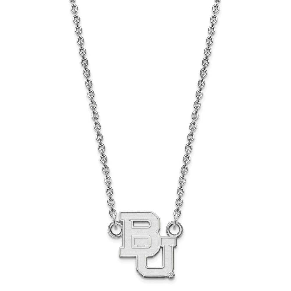 Alternate view of the 14k White Gold Baylor U Small 'BU' Pendant Necklace by The Black Bow Jewelry Co.