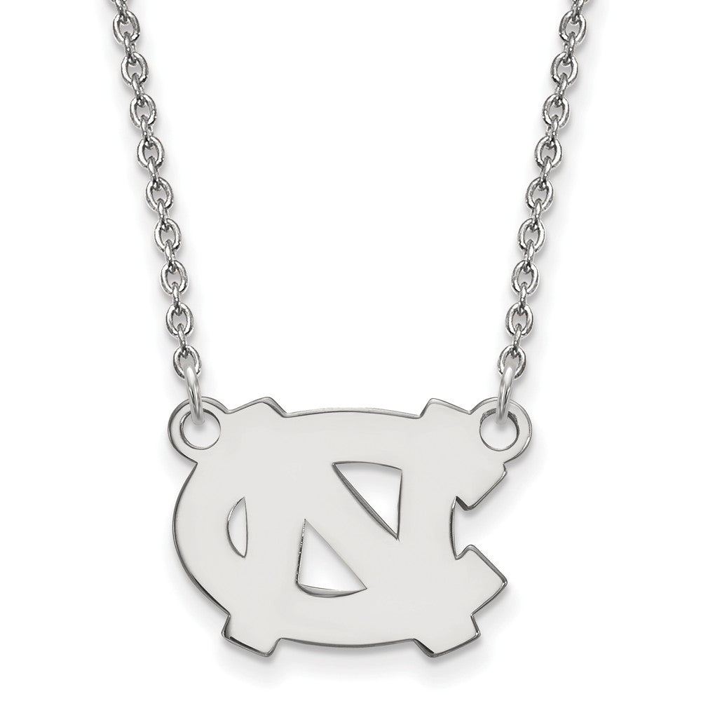 14k White Gold North Carolina Small 'NC' Pendant Necklace, Item N13381 by The Black Bow Jewelry Co.