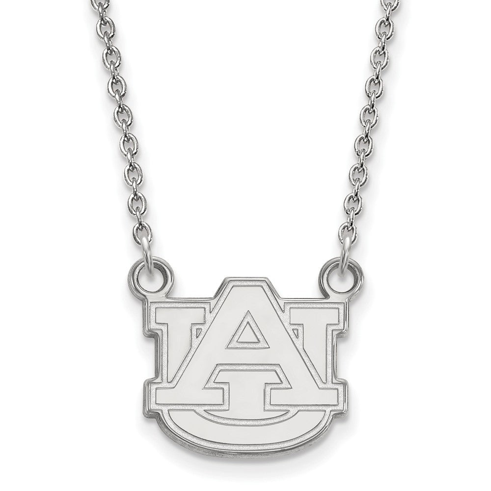 14k White Gold Auburn U Small 'AU' Pendant Necklace, Item N13382 by The Black Bow Jewelry Co.
