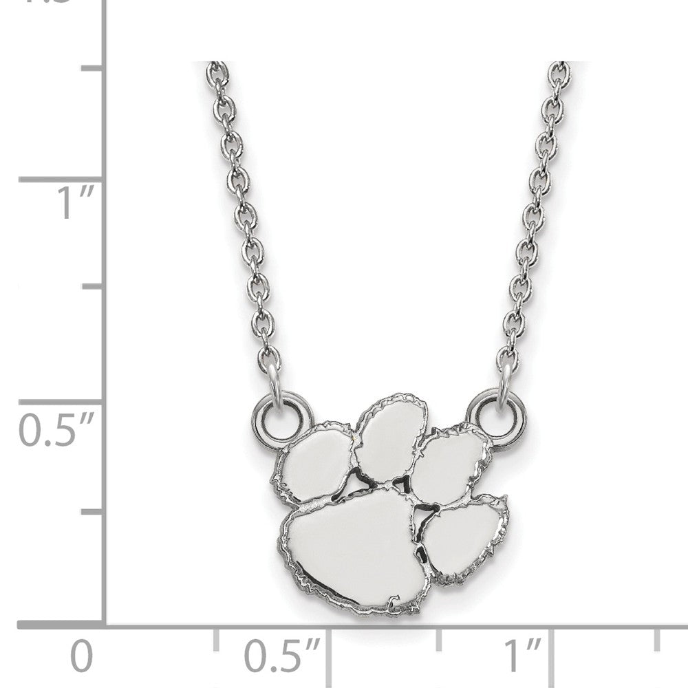 Alternate view of the 14k White Gold Clemson U Small Pendant Necklace by The Black Bow Jewelry Co.