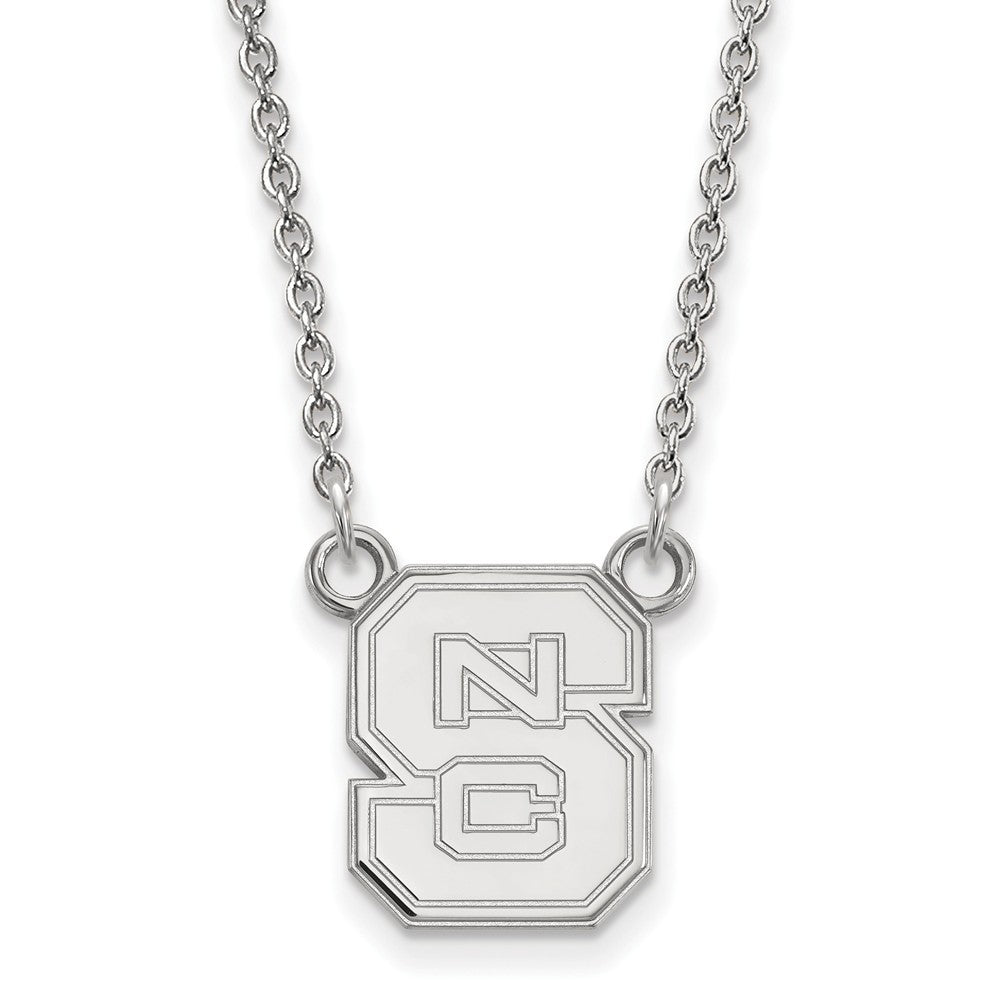 14k White Gold North Carolina Small 'NCS' Pendant Necklace, Item N13390 by The Black Bow Jewelry Co.