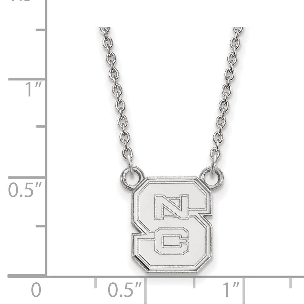 Alternate view of the 14k White Gold North Carolina Small 'NCS' Pendant Necklace by The Black Bow Jewelry Co.