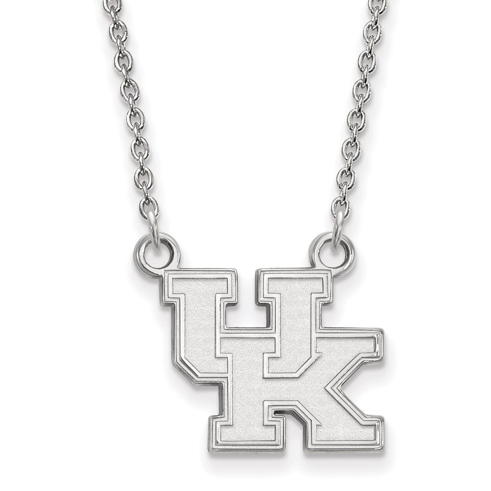 14k White Gold U of Kentucky Small 'UK' Pendant Necklace, Item N13398 by The Black Bow Jewelry Co.