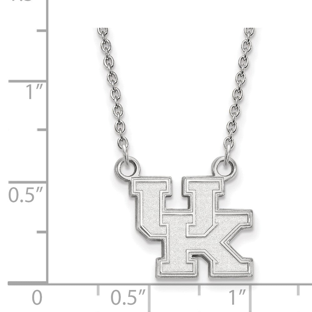 Alternate view of the 14k White Gold U of Kentucky Small 'UK' Pendant Necklace by The Black Bow Jewelry Co.