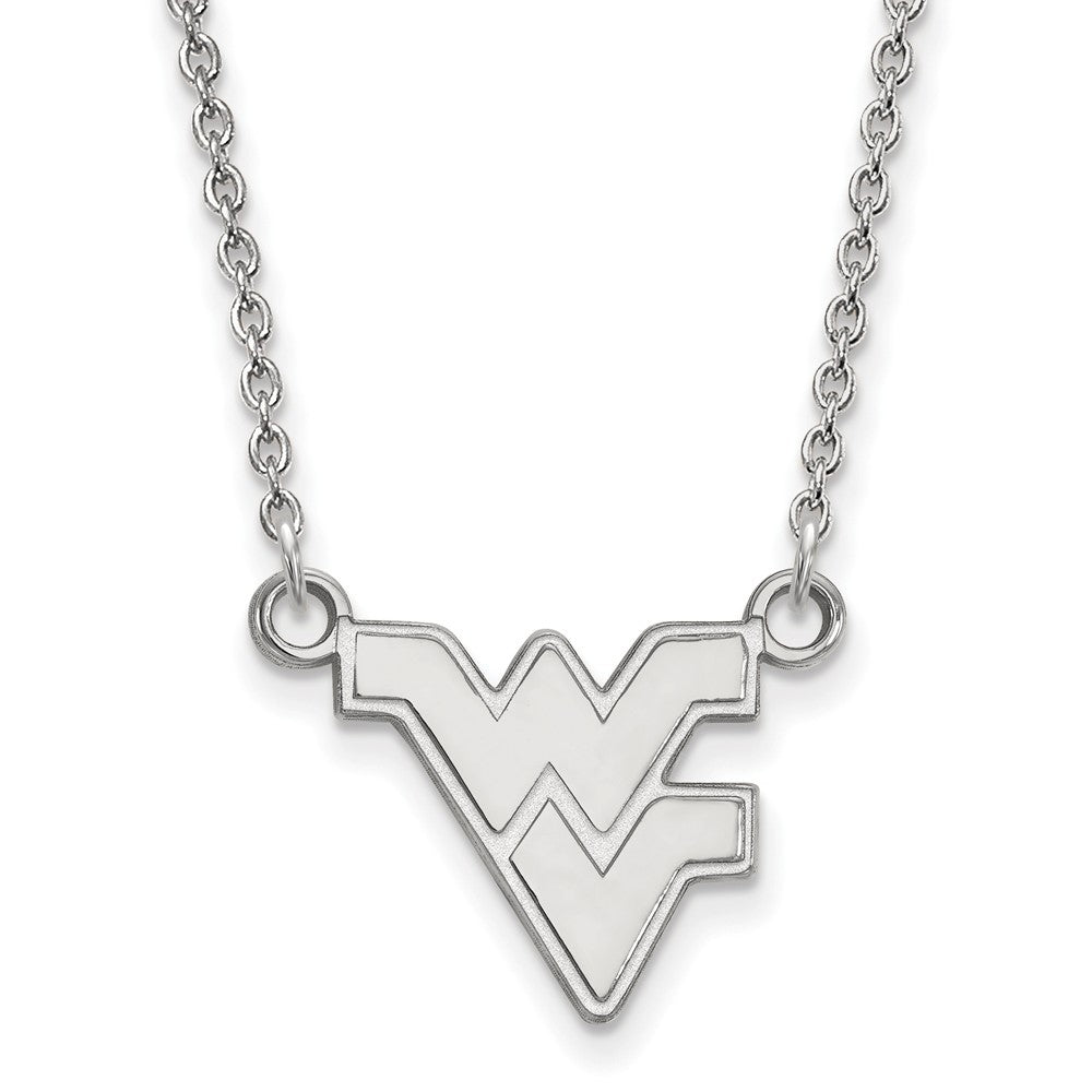 14k White Gold West Virginia U Small Pendant Necklace, Item N13407 by The Black Bow Jewelry Co.