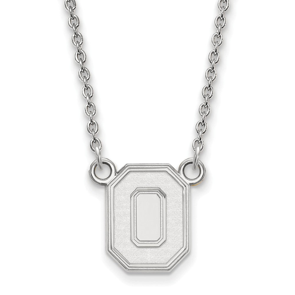 14k White Gold Ohio State Small Pendant Necklace, Item N13428 by The Black Bow Jewelry Co.