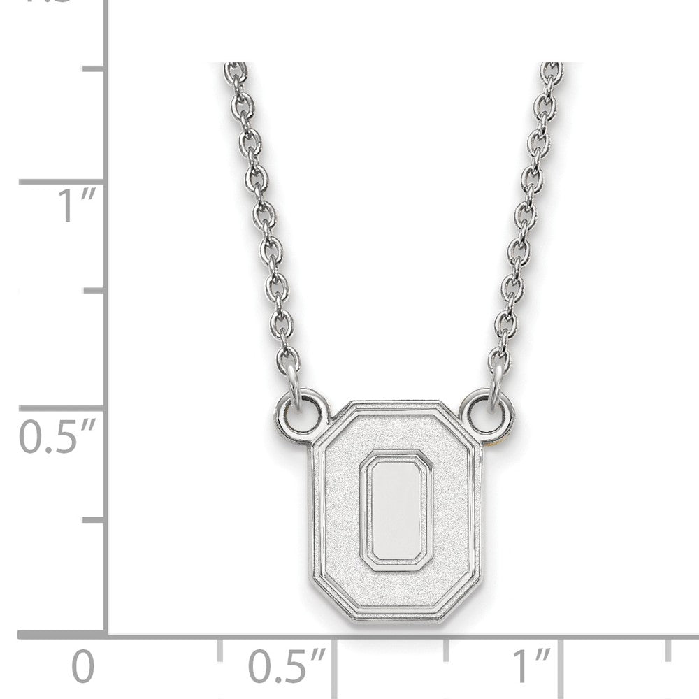 Alternate view of the 14k White Gold Ohio State Small Pendant Necklace by The Black Bow Jewelry Co.