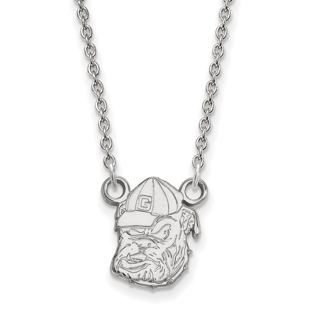 14k White Gold U of Georgia Small Bulldog Pendant Necklace, Item N13433 by The Black Bow Jewelry Co.