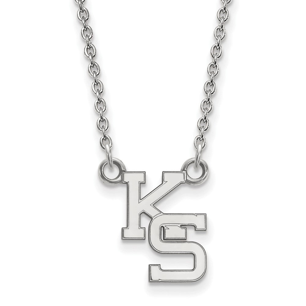 14k White Gold Kansas State Small Pendant Necklace, Item N13440 by The Black Bow Jewelry Co.