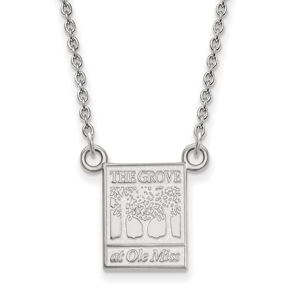 14k White Gold U of Mississippi Small Pendant Necklace, Item N13450 by The Black Bow Jewelry Co.